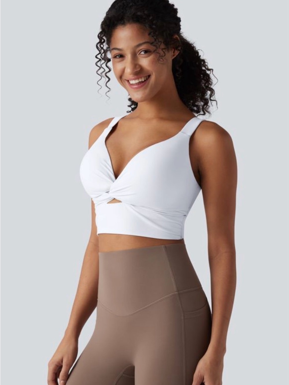 HALARA White Twist-Front Crop Top A-D Cups